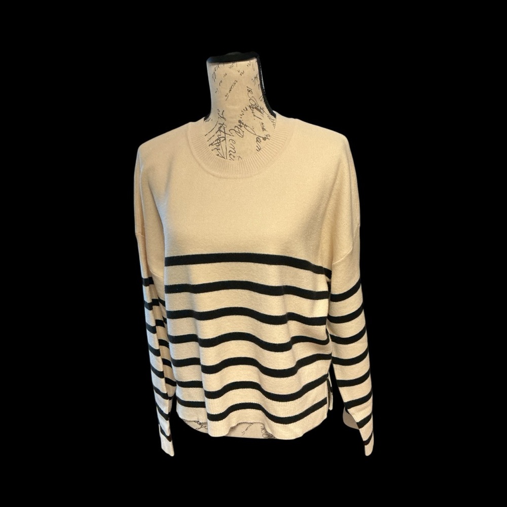 For The Republic Cream and Black Striped Sweater Medium